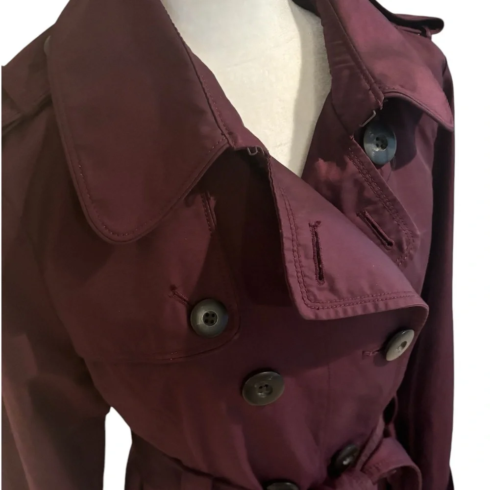 Jones NY burgundy double breasted trench coat Size L - Picture 2 of 6